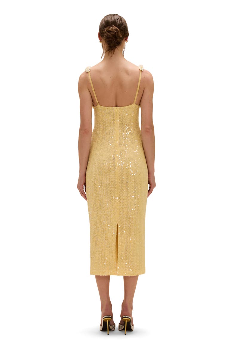 Iara Crochet Flowers Midi Dress, Alternate, color, YELLOW