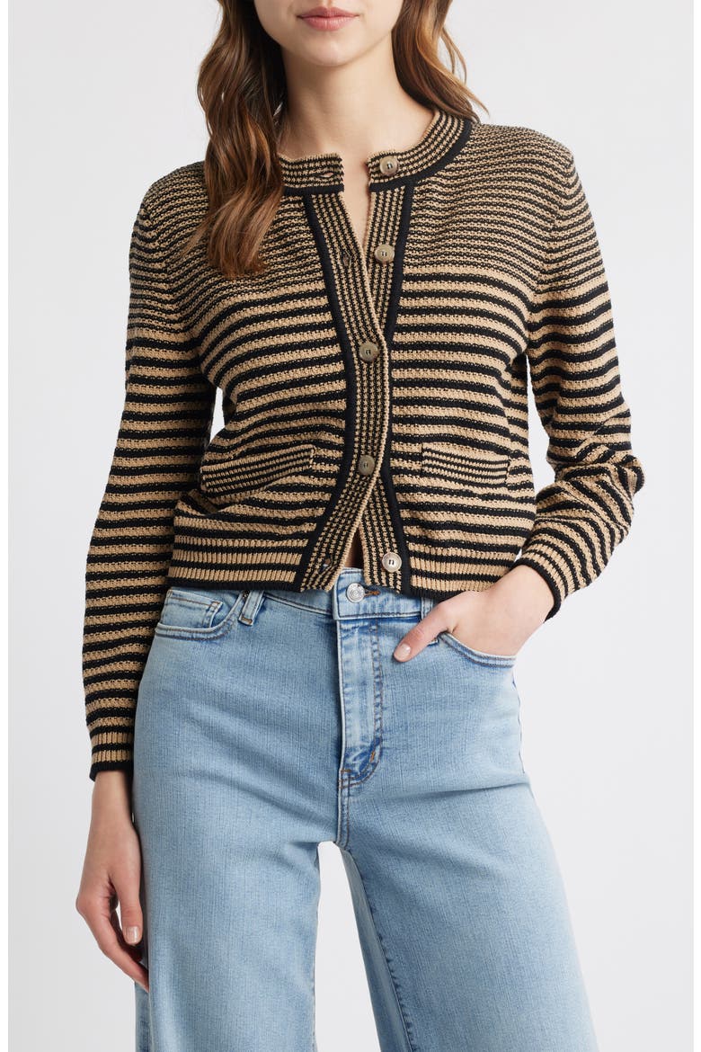 Stripe Cardigan Sweater, Main, color, TAN MULTI