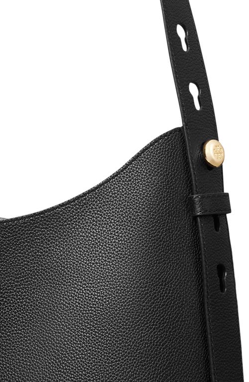 Tory Burch Romy Pebbled Leather Hobo Bag In Black