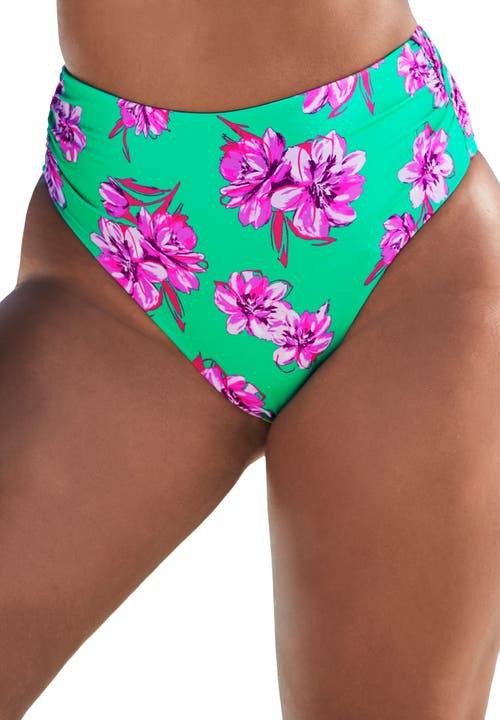 Swimsuits For All Side Shirred High Waist Swim Brief In Green