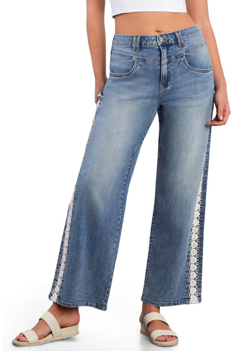 Dasis Chain Inset Barrel Leg Jeans, Alternate, color, CLASSIC BLUE