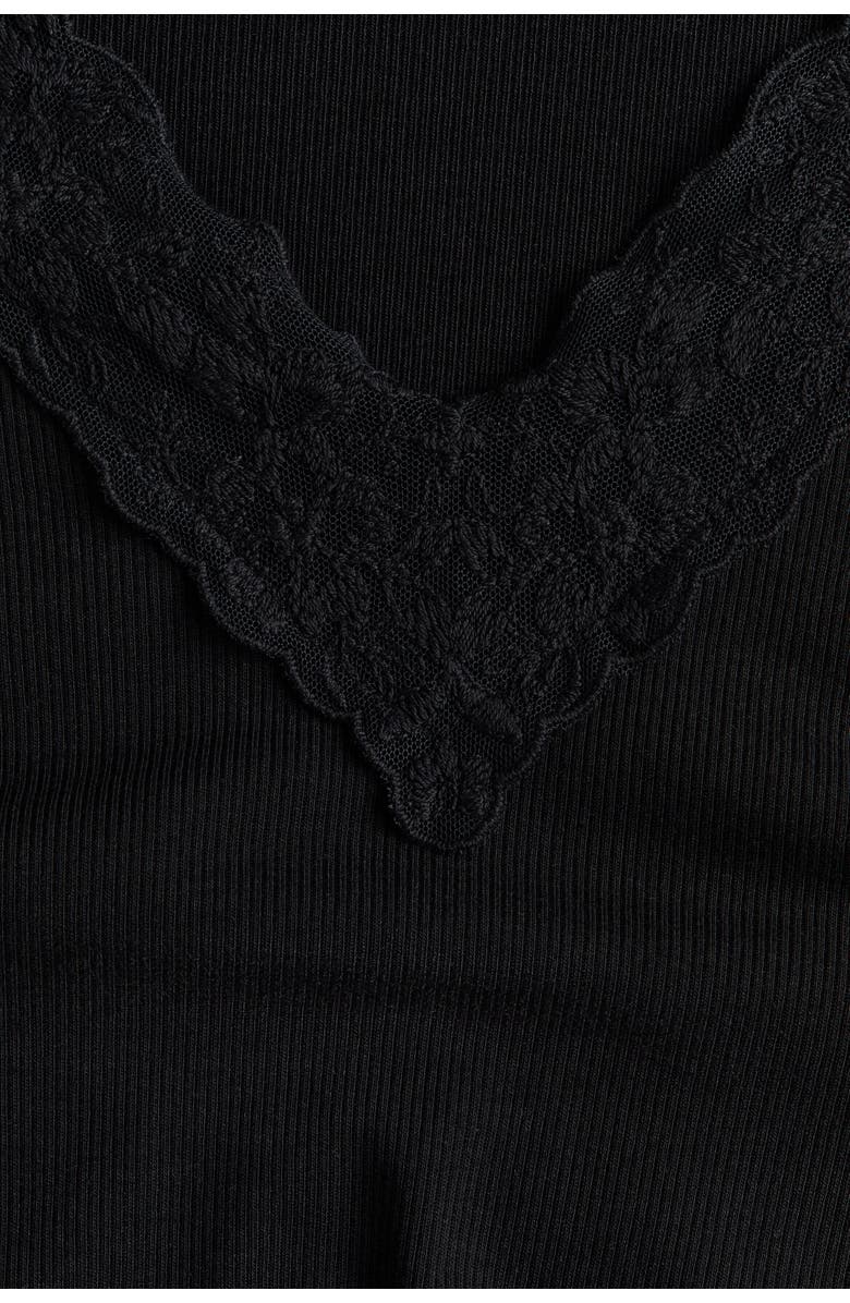 H&M Mama Ribbed V-neck Top, Alternate, color, Black