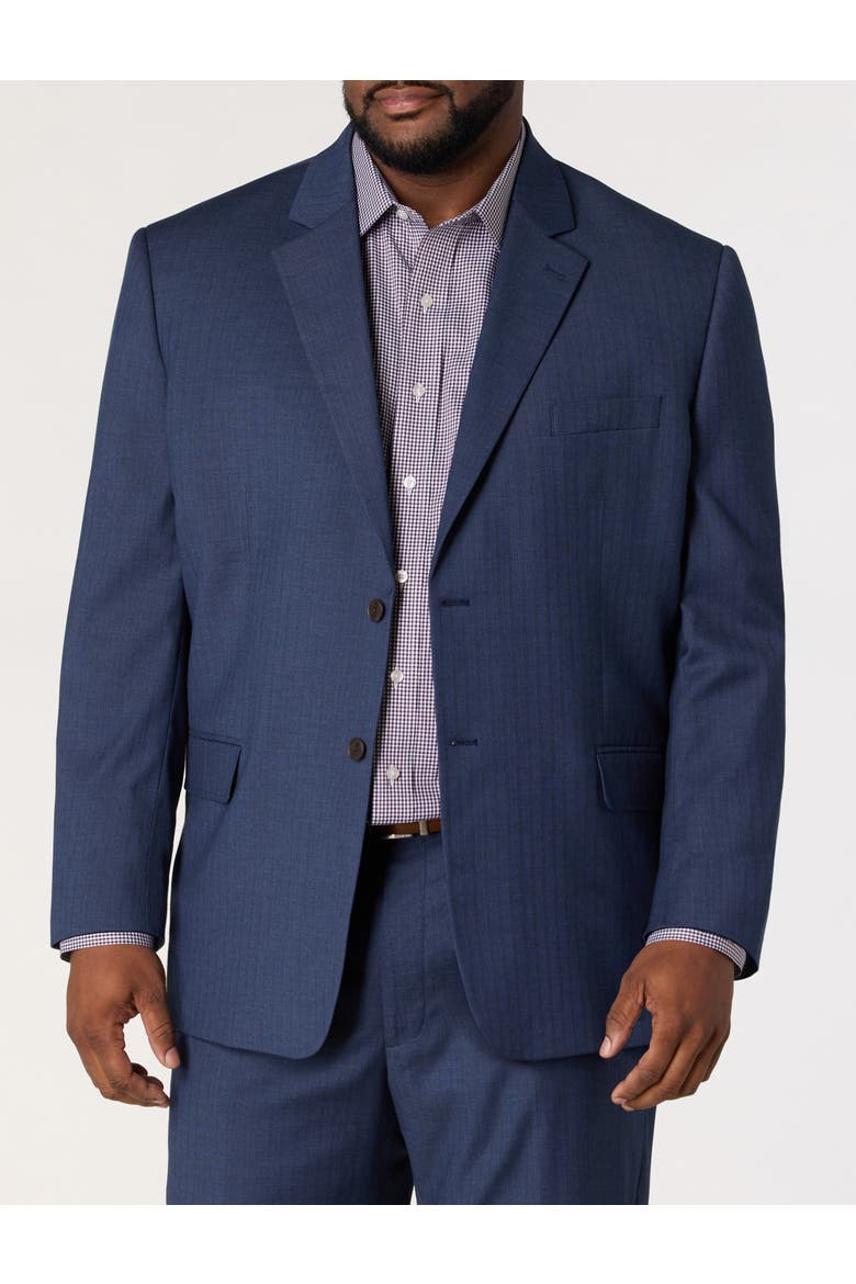 Big & Tall Jacket Relaxer Herringbone Pinstripe Suit Jacket, Main, color, BLUE