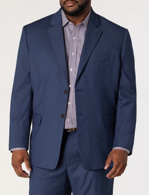 Big & Tall Jacket Relaxer Herringbone Pinstripe Suit Jacket