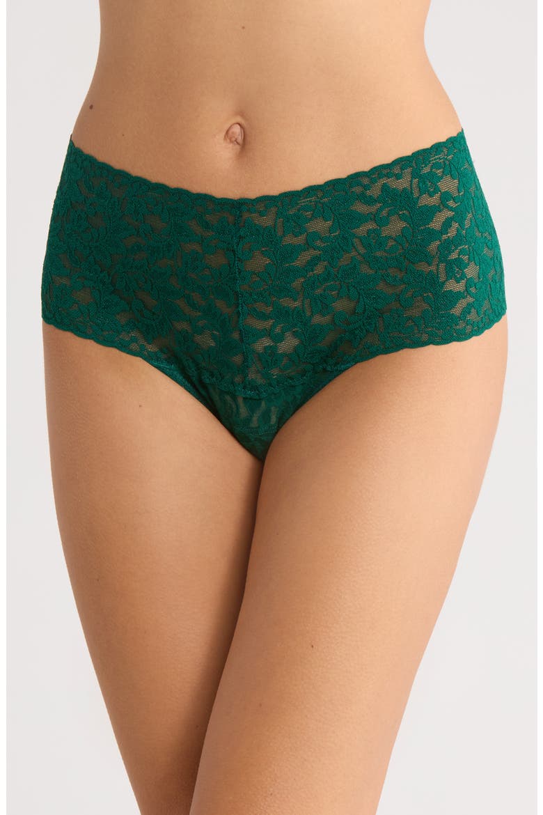 Retro High Waist Thong, Main, color, FOREST GREEN