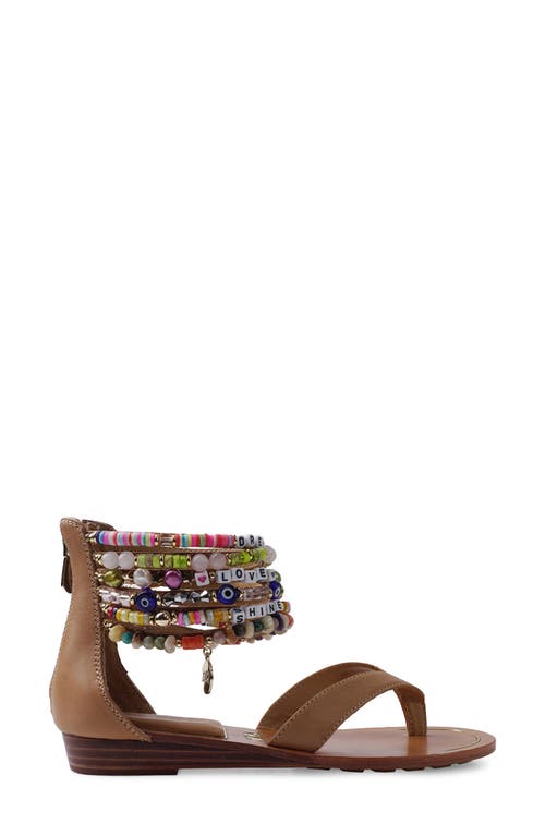 Zigi Farina Beaded Ankle Cuff Sandal In Tan Multi
