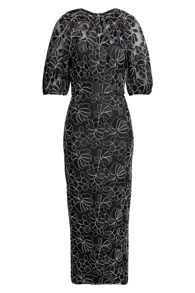 Naomi Floral Lace Dress, Alternate, color, BLACK/ IVORY