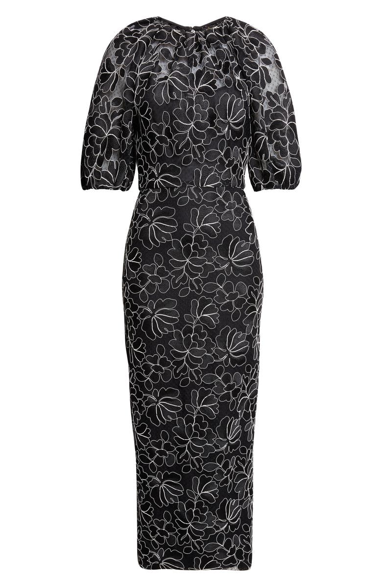 Lela Rose Naomi Floral Lace Dress, Alternate, color, Black/ Ivory