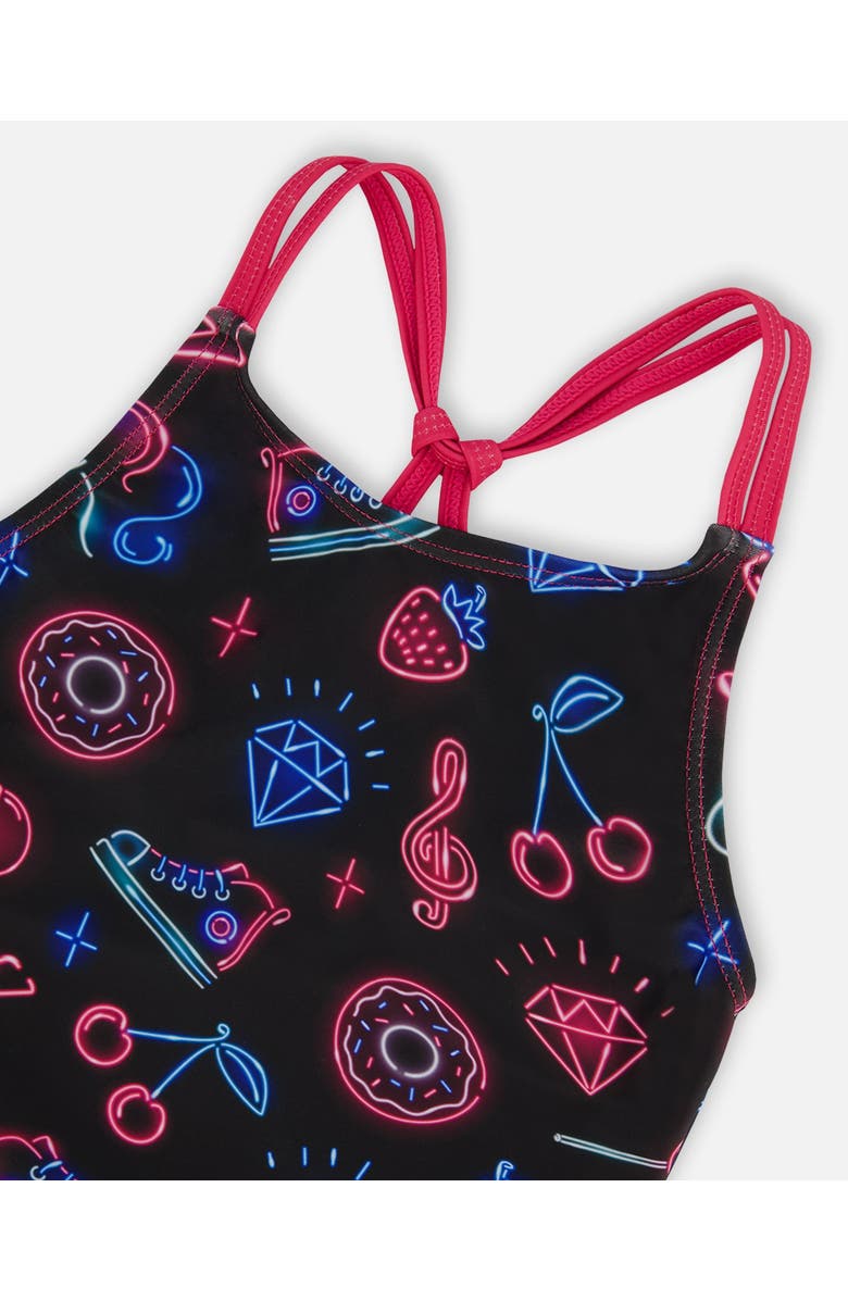 Deux par Deux Little Girl's Printed Two-Piece Swimsuit Black And Blue And Pink Items, Alternate, color, Black And Blue And Pink Items