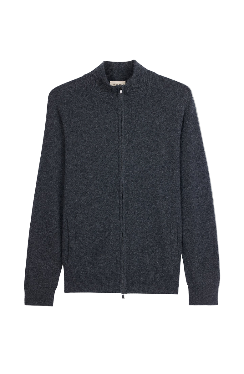 Gobi Cashmere Timeless Full-Zip Cashmere Cardigan, Main, color, Charcoal