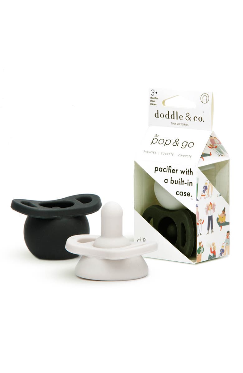 Doddle & Co. 2-Pack Pop & Go Pacifier Set, Main, color, Cream/ Coal
