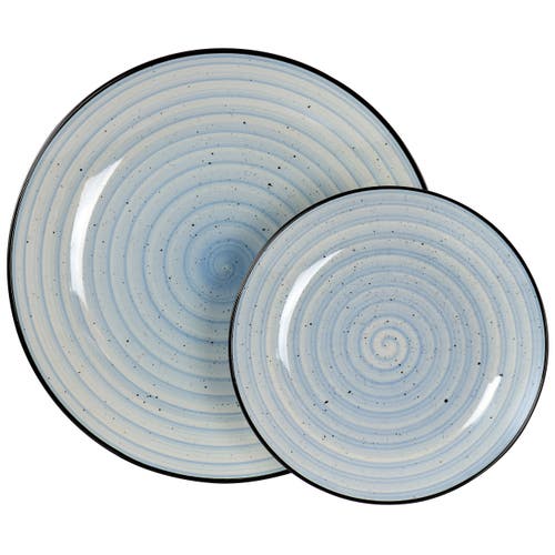 Elama Gia 24 Piece Round Stoneware Dinnerware Set In Blue