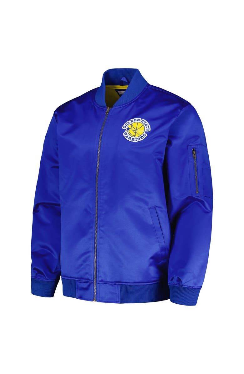 Mitchell & Ness Men's Mitchell & Ness Royal Golden State Warriors Hardwood Classics Vintage Logo Full-Zip Bomber Jacket, Alternate, color, Royal