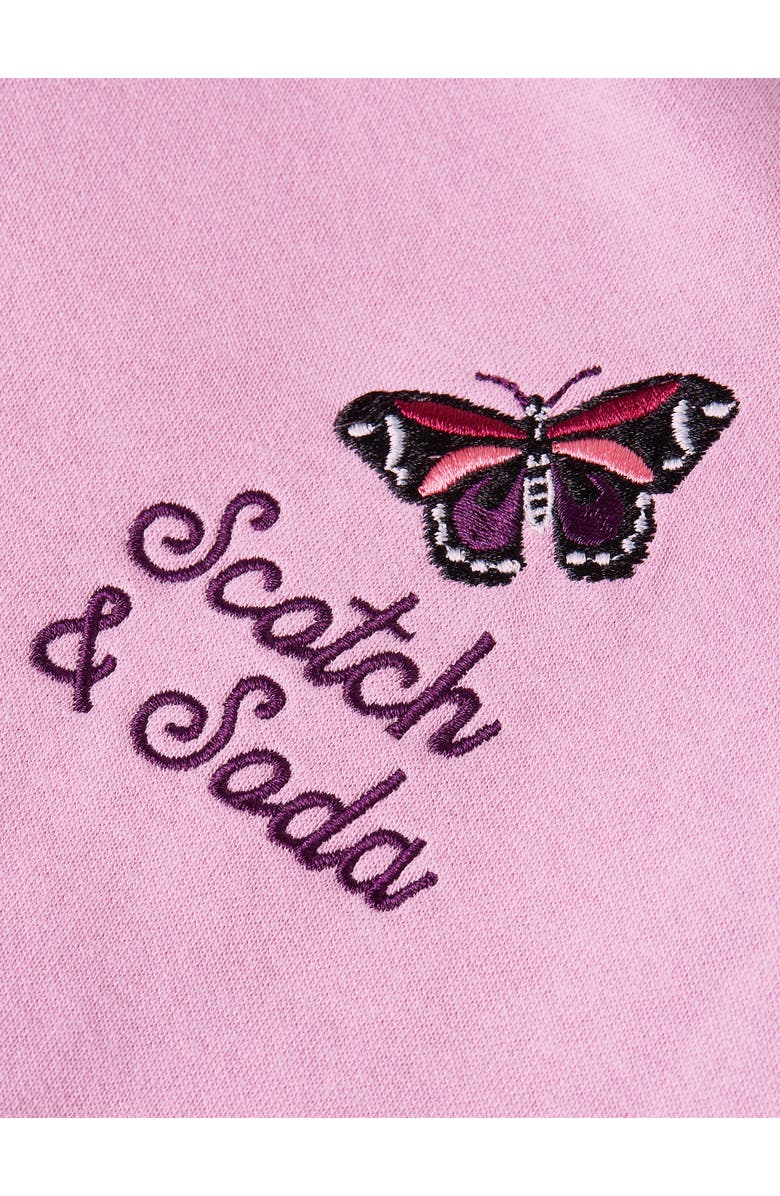 Scotch & Soda Kids' Embroidered Butterfly Fleece Sweatshirt & Pants Set, Alternate, color, Pastel Lavender