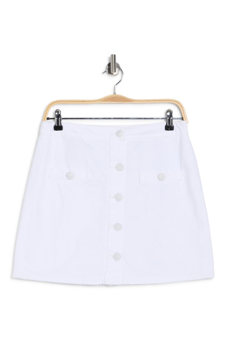 Kris Button Front Cotton A-Line Miniskirt, Alternate, color, WHITE