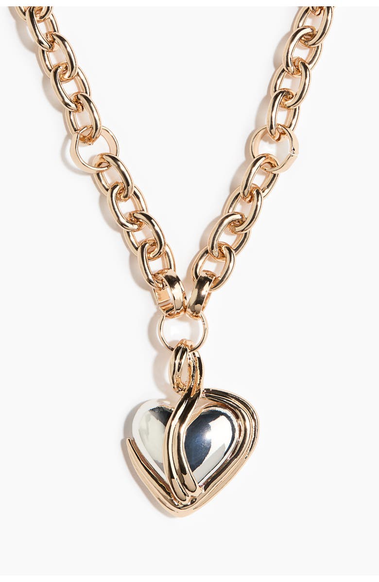 H&M Two-tone Pendant Necklace, Alternate, color, Gold-Colored/Silver-Colored