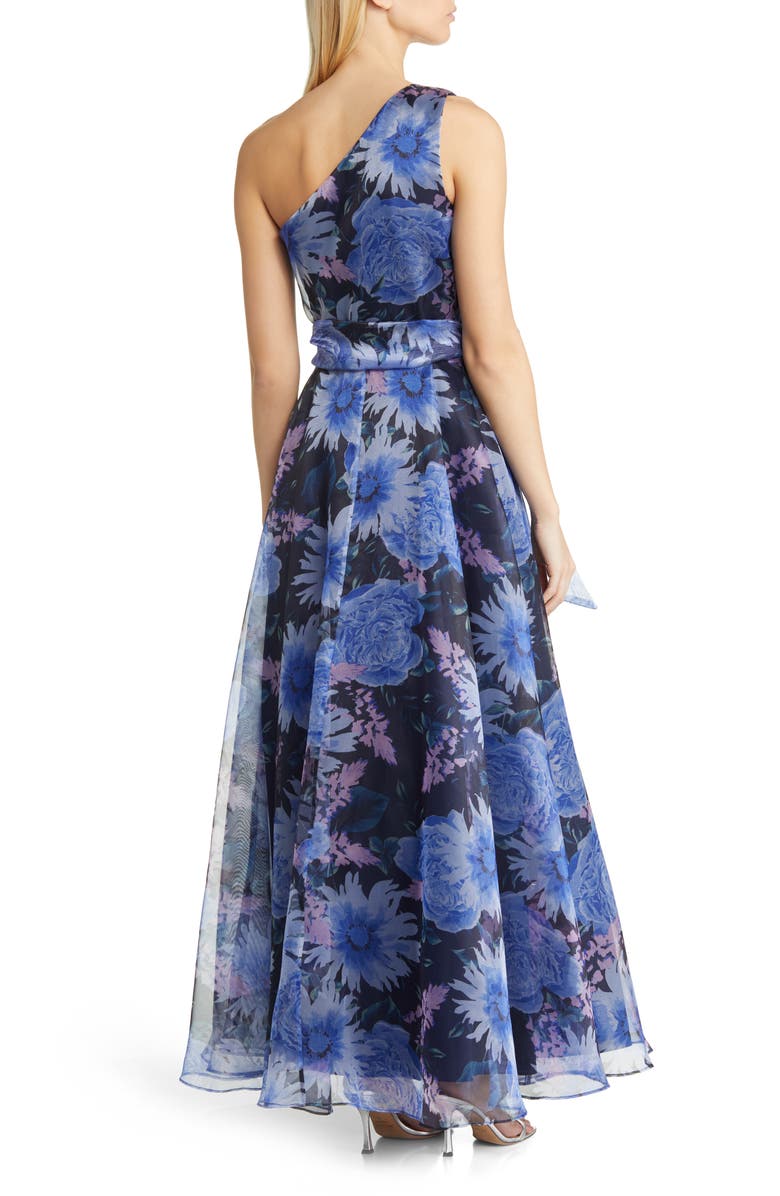 Eliza J One-Shoulder Floral Print Ballgown, Alternate, color, 