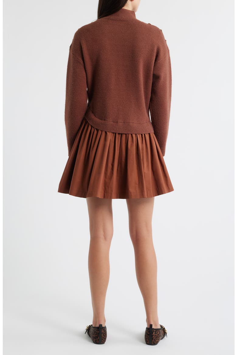 Chunky Long Sleeve Twofer Sweater Dress, Alternate, color, BROWN