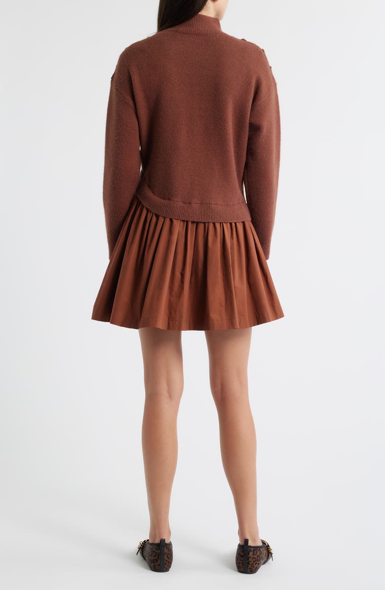 ZOE AND CLAIRE Chunky Long Sleeve Twofer Sweater Dress, Alternate, color, Brown