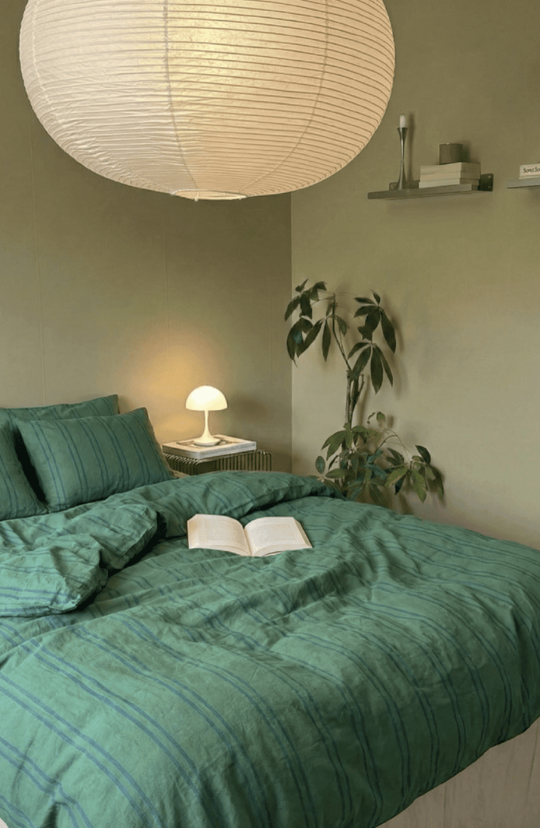 Ever Lasting Striped Duvet Cover, Alternate, color, Green Light