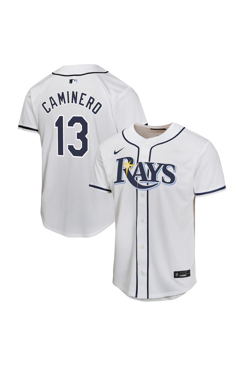 Youth Nike Junior Caminero White Tampa Bay Rays Home Player Game Jersey, Alternate, color, White
