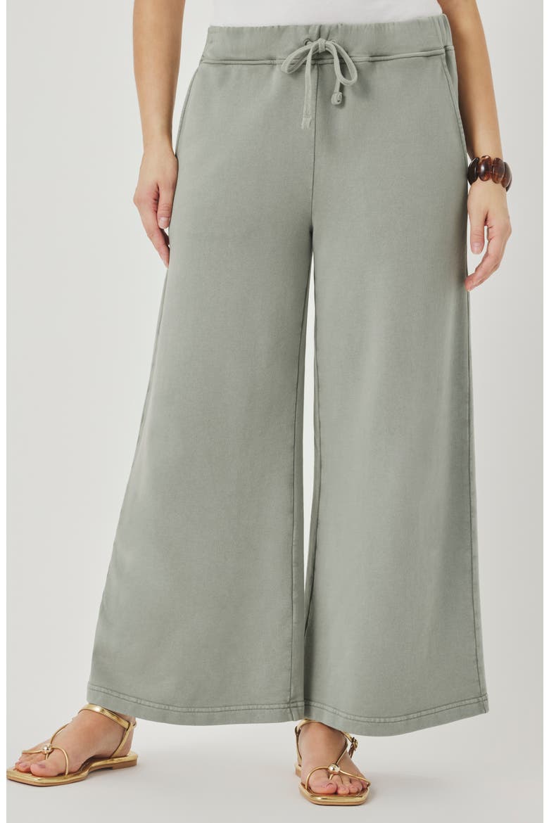 Greta Terry Crop Drawstring Pants, Main, color, EUCALYPTUS GREEN