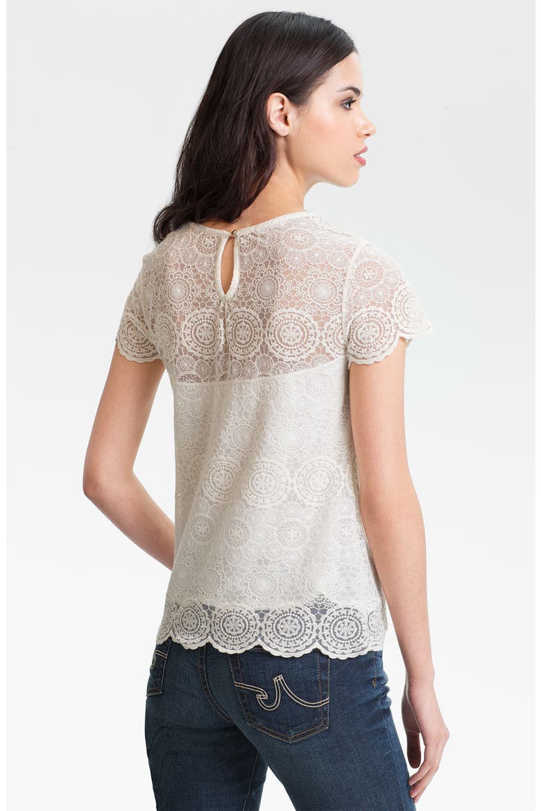 Jeans Vintage Lace Tee, Alternate, color, CREAM