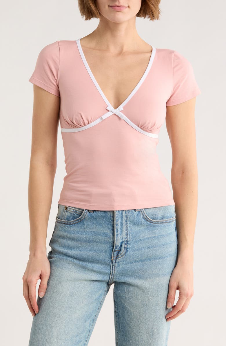 Motel Tasnia V-Neck Top, Main, color, Pink Lady