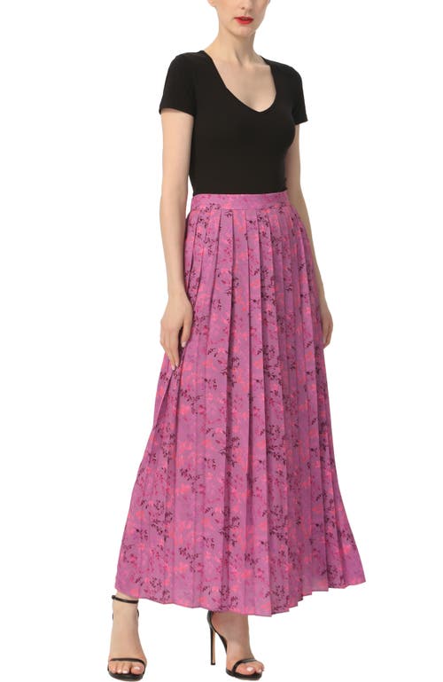 Kimi & Kai Print Box Pleat Maxi Skirt In Pink