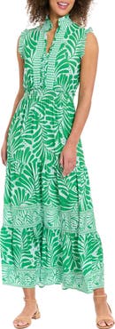 London Times Ruffle Tiered Maxi Dress
