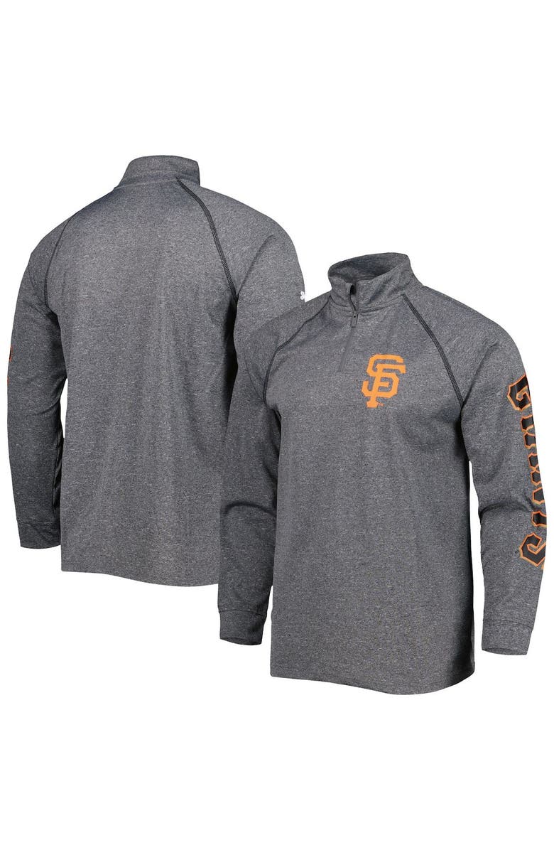 STITCHES Men's Stitches Heather Gray San Francisco Giants Wordmark Raglan Quarter-Zip Top, Main, color, 