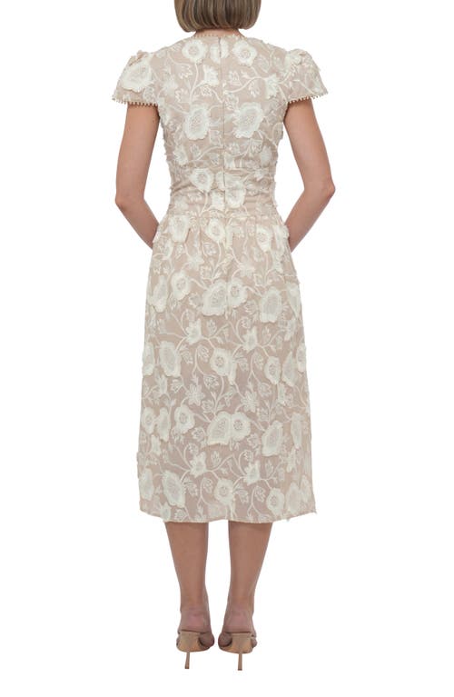 Adelyn Rae Nori 3d Embroidered Cotton Midi A-line Dress In Neutral