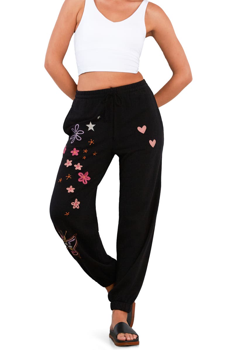 Billy T In Full Bloom Embroidered Joggers, Alternate, color, Ink