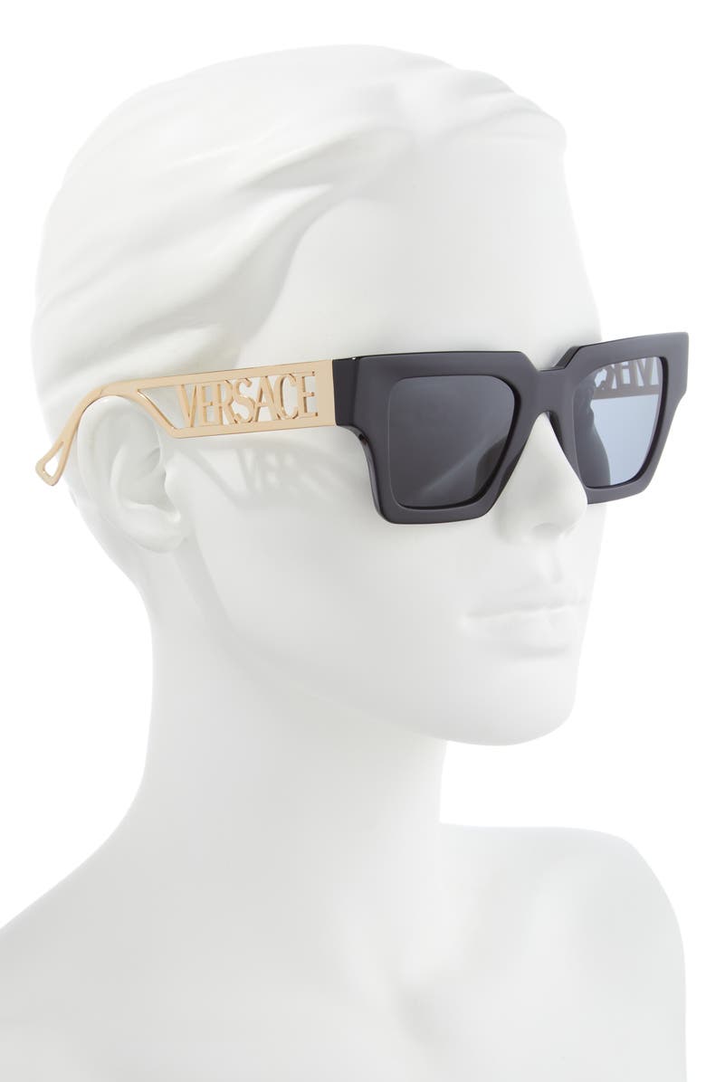 Versace 50mm Square Sunglasses, Alternate, color, Dark Grey