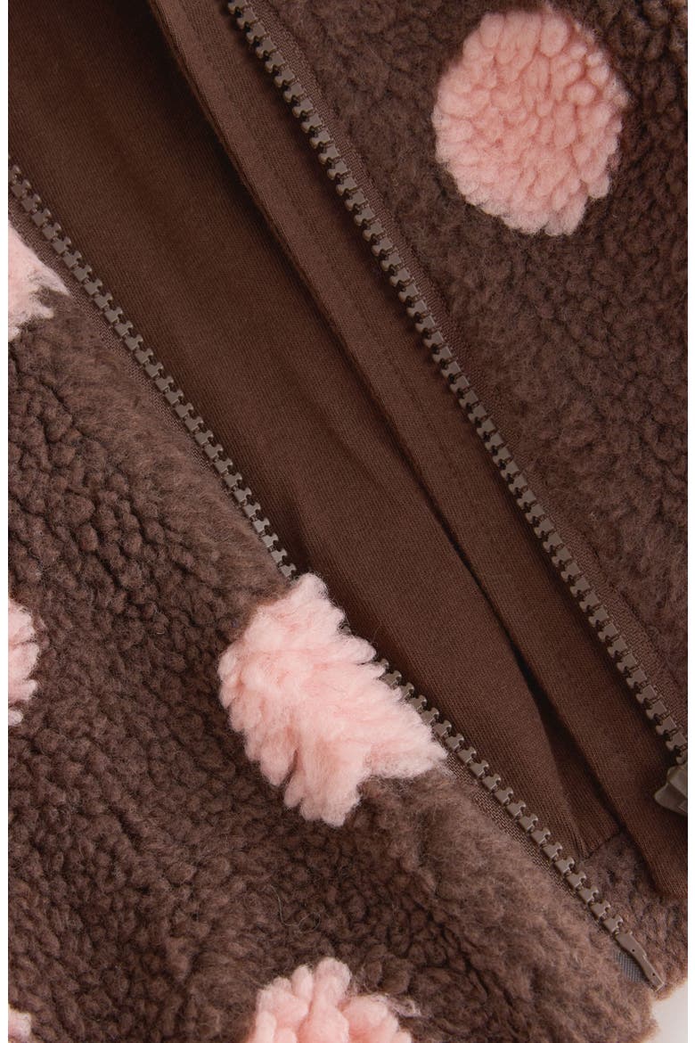Polka Dot Borg Fleece Hooded Jacket, Alternate, color, BROWN