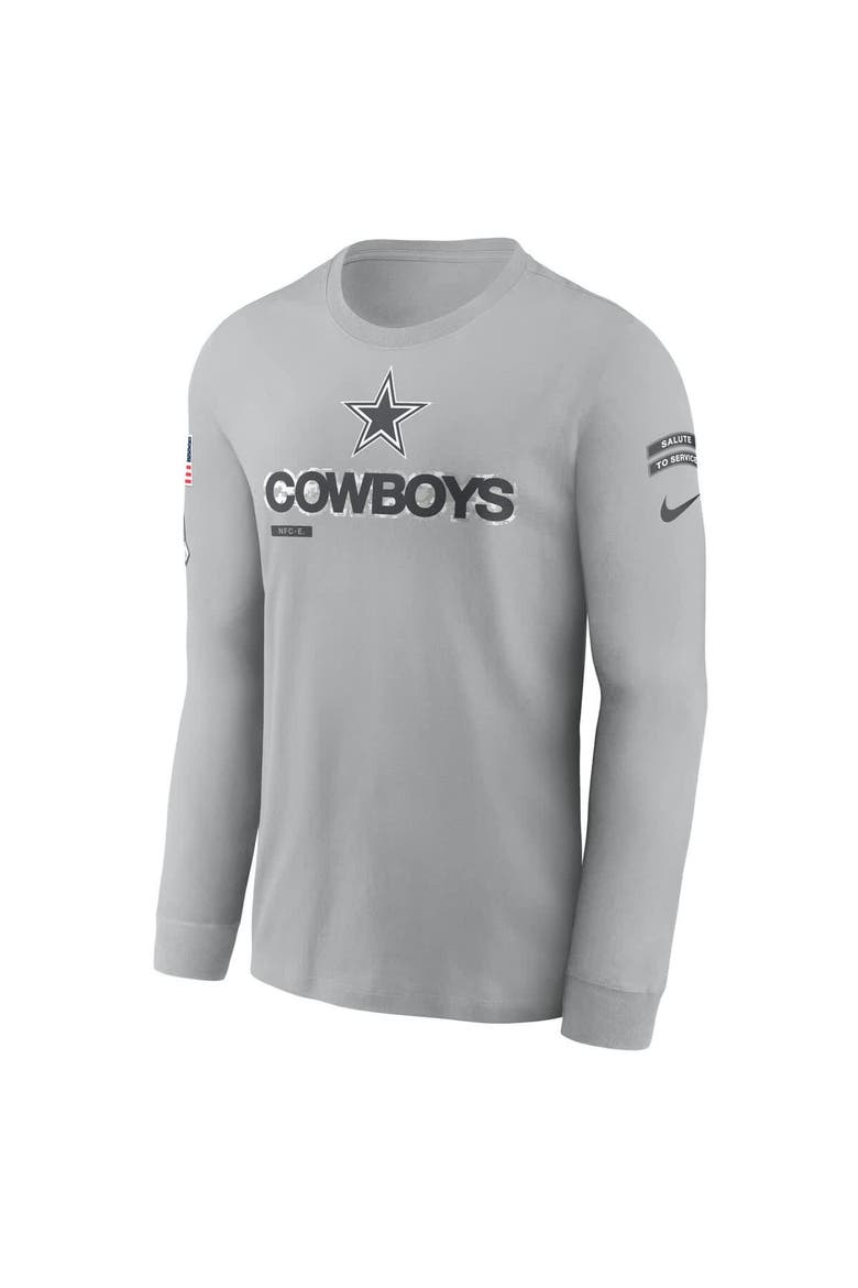 Men's Nike Gray Dallas Cowboys 2024 Salute To Service Long Sleeve T-Shirt, Alternate, color, Gray