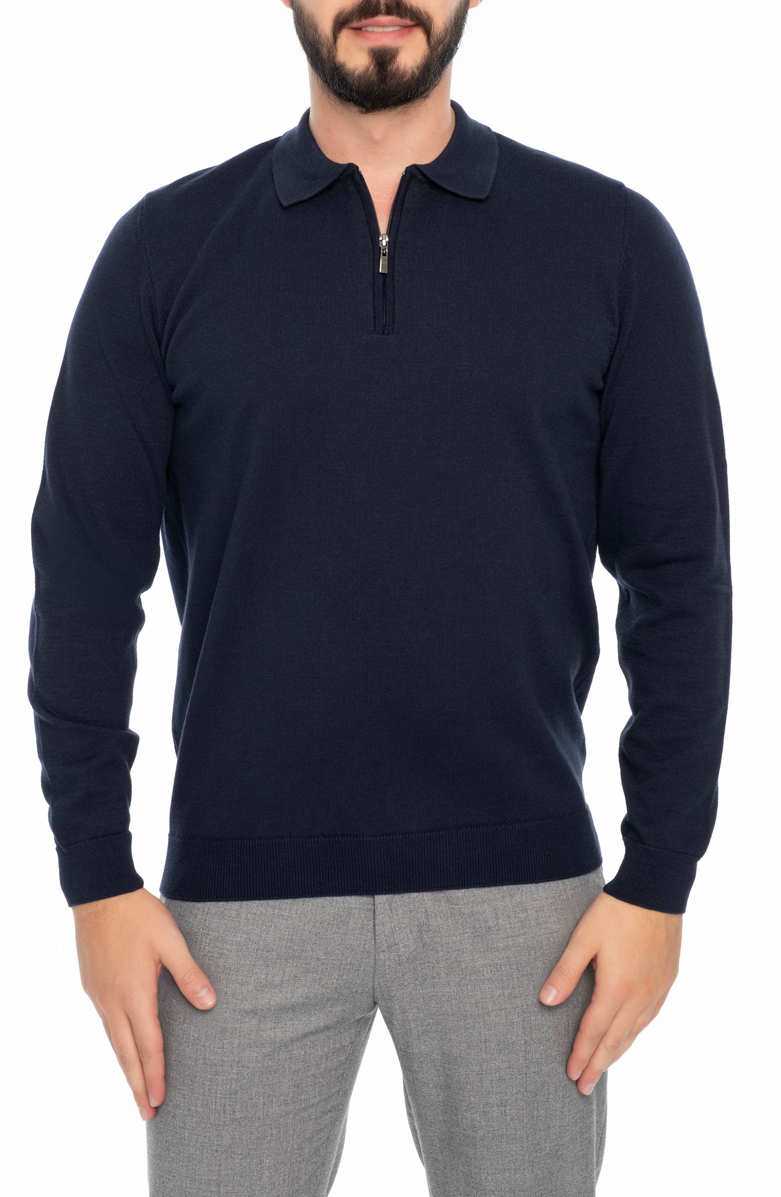 VELLAPAIS 1/4 Zip Cotton Pullover Sweater