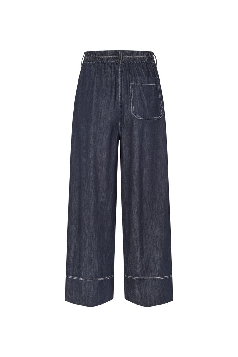 High-Rise Wide-Leg Cropped Jeans, Alternate, color, Dark Denim