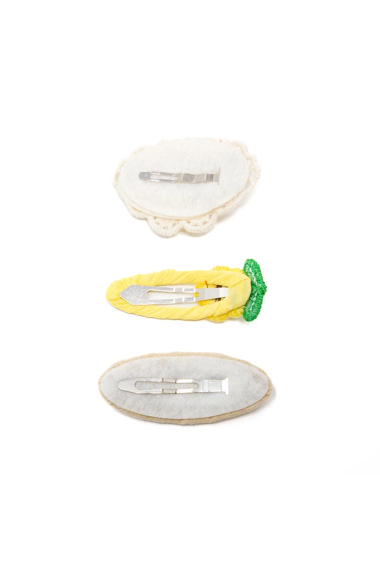 3pc Hair Clip Crochet Meadow Set, Alternate, color, Sunbeam Meadow - Yellow
