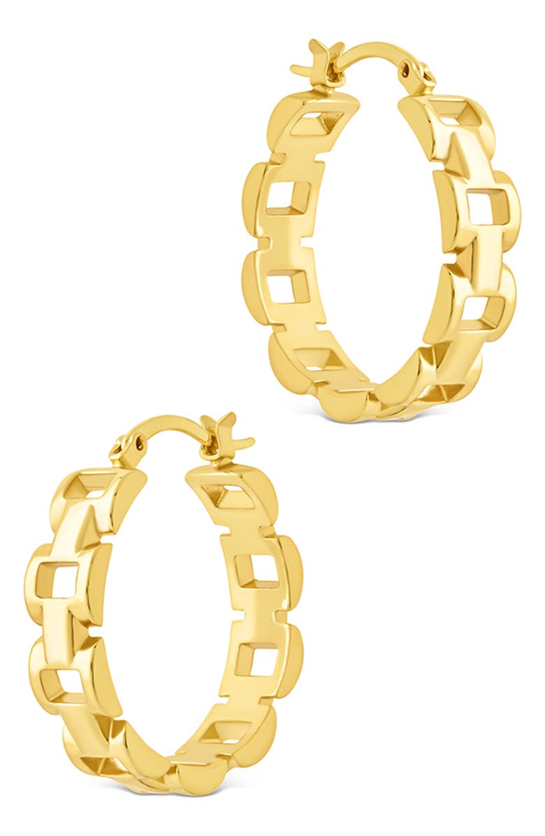 Sterling Forever Haverly Link Hoop Earrings, Alternate, color, Gold