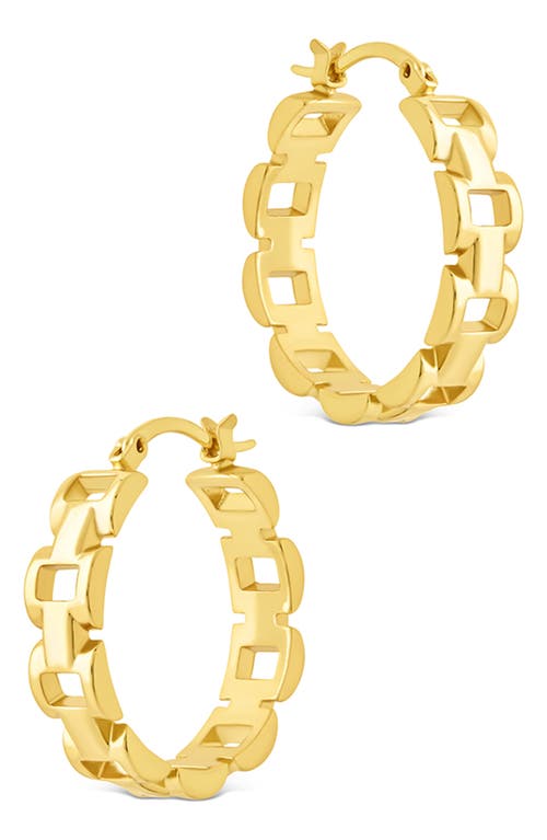 Sterling Forever Haverly Link Hoop Earrings In Gold