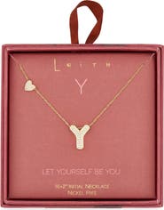 Leith Cubic Zirconia Heart & Bubble Initial Pendant Necklace