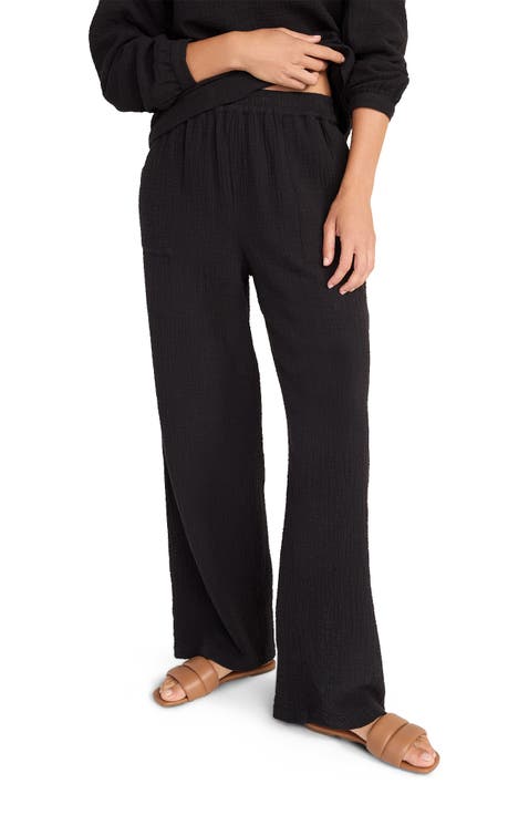 Textured Cotton Gauze Pants