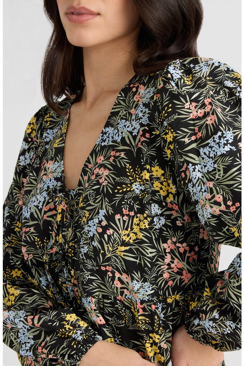 Tie Peplum Top, Alternate, color, BLACK SPRINGY FLORAL