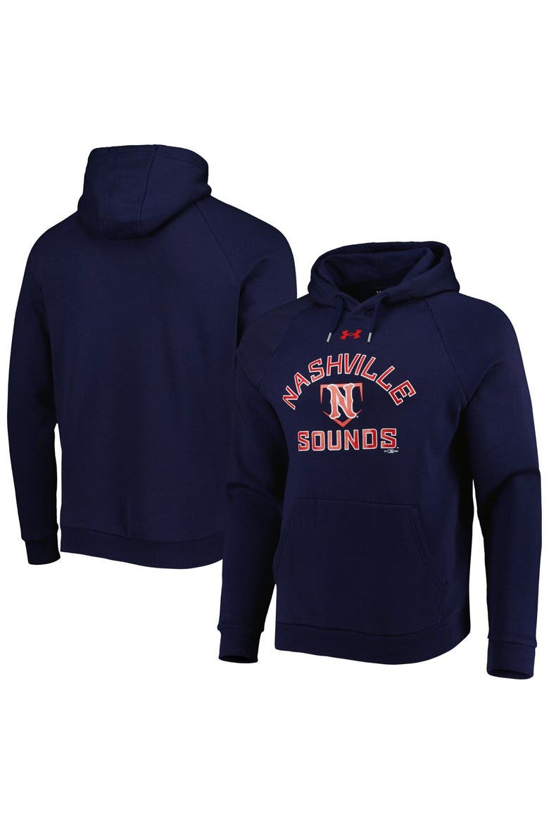 Men's Under Armour Navy Nashville Sounds All Day Raglan Fleece Pullover Hoodie, Main, color, Navy