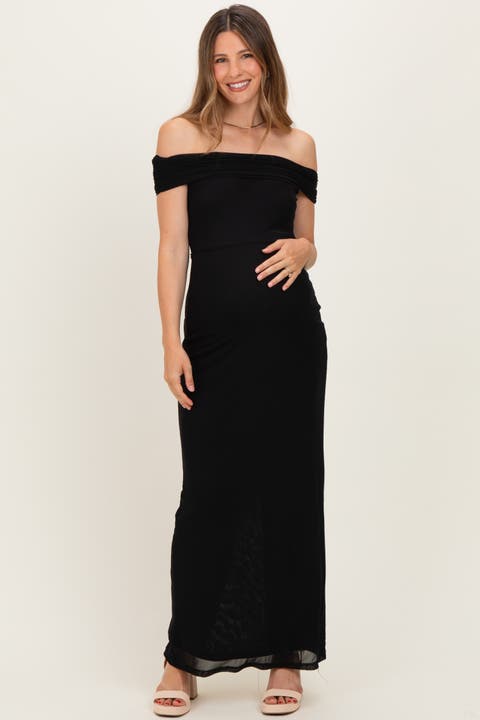 Off Shoulder Mesh Maxi Dress