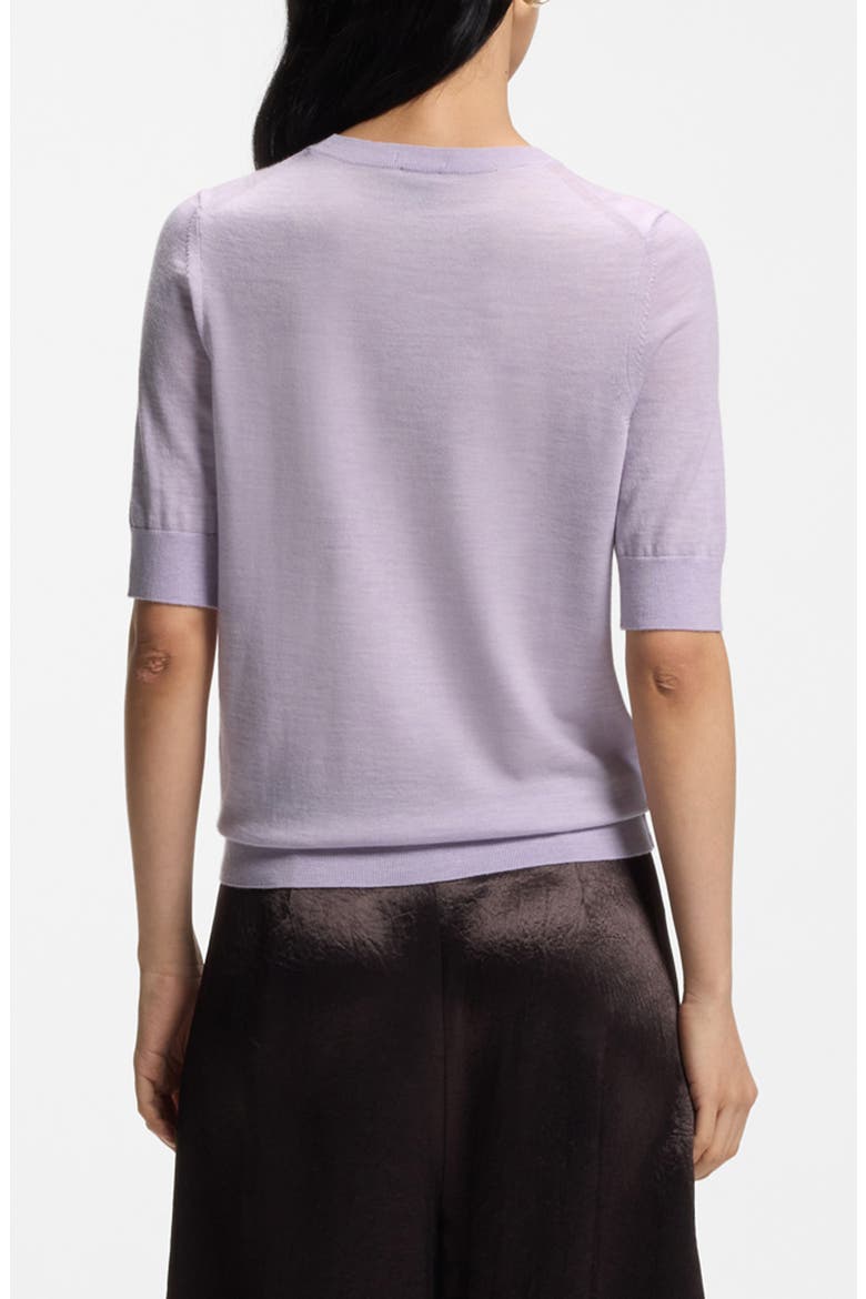 Farbella Short Sleeve Merino Wool Sweater, Alternate, color, LAVENDER TIDE