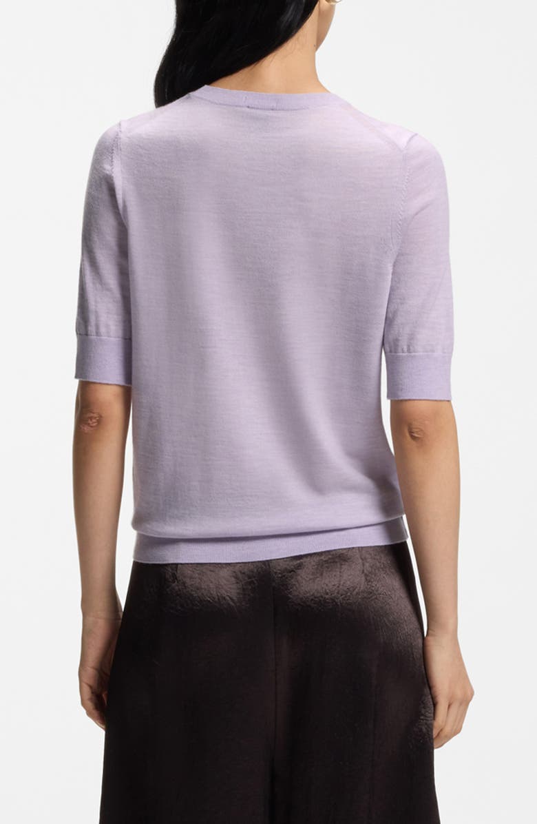 BOSS Farbella Short Sleeve Merino Wool Sweater, Alternate, color, Lavender Tide
