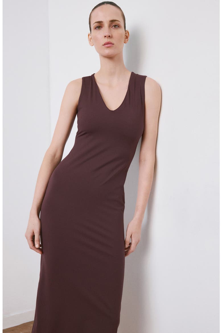Sleeveless V-Neck Dress, Alternate, color, BURGUNDY