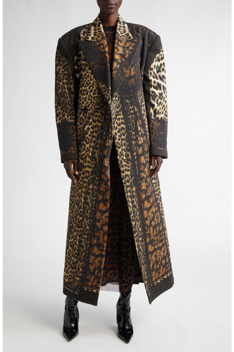 jean paul gaultier leopard print silk chiffon maxi dress Leopard Print Long Sleeve Mesh Dress (Women)